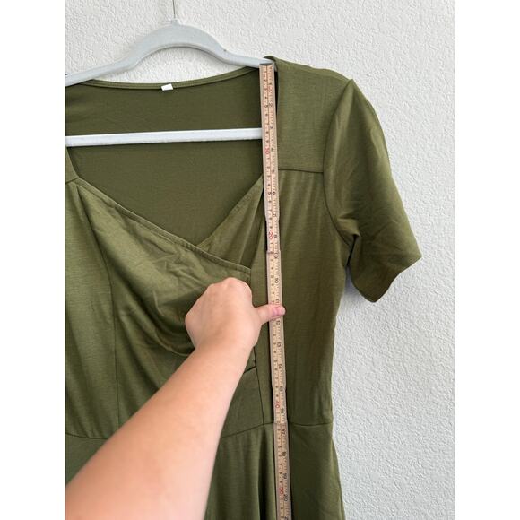 NWOT Charmyi Tshirt Dress With Pockets Green Flowy Comfy Casual Summer Large - Picture 3 of 8